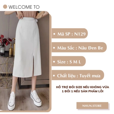 Chân váy bút chì xẻ trước NhunFashion Midi dài dáng suông cá tính sang trọng 139k 2