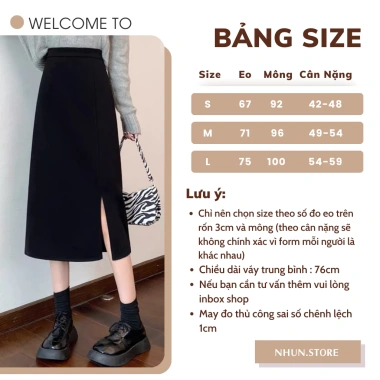 Chân váy bút chì xẻ trước NhunFashion Midi dài dáng suông cá tính sang trọng 139k 3