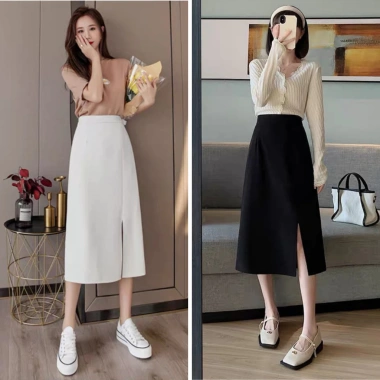 Chân váy bút chì xẻ trước NhunFashion Midi dài dáng suông cá tính sang trọng 139k 7