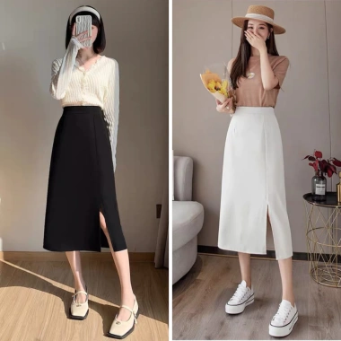 Chân váy bút chì xẻ trước NhunFashion Midi dài dáng suông cá tính sang trọng 139k 8