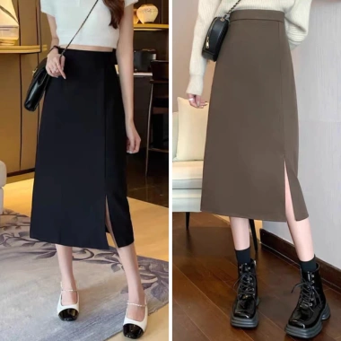 Chân váy bút chì xẻ trước NhunFashion Midi dài dáng suông cá tính sang trọng 139k 9