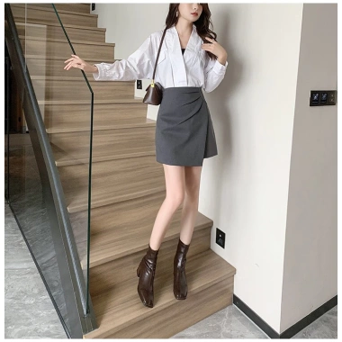 Chân váy chữ A cạp cao hack dáng công sở 2 lớp xếp ly chất tuyết mưa CV24 Giá 158.000đ
