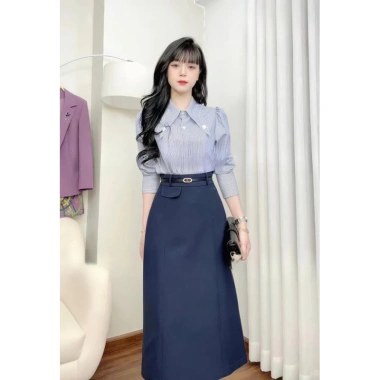 Chân Váy Chữ A Công Sở Dáng Dài 2 Biên Cao Cấp Lớp Lót Ép Mùng - Mã CV92 2