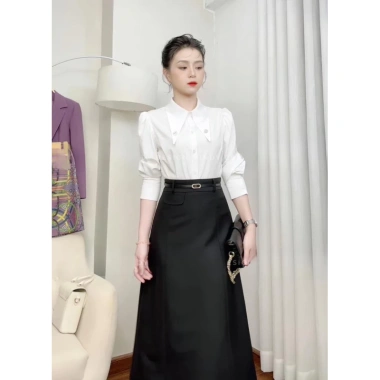 Chân Váy Chữ A Công Sở Dáng Dài 2 Biên Cao Cấp Lớp Lót Ép Mùng - Mã CV92 3