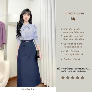 Chân Váy Chữ A Công Sở Dáng Dài 2 Biên Cao Cấp Lớp Lót Ép Mùng - Mã CV92 5