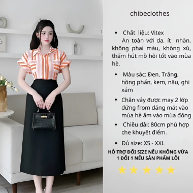 Chân Váy Chữ A Dáng Suông 80cm, 2 lớp Vitex Cao Cấp, Sẻ Sau và Túi - Giá 180.000đ