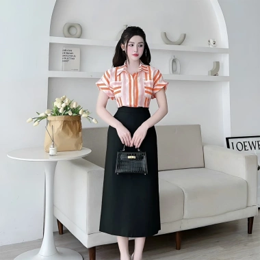 Chân Váy Chữ A Dáng Suông 80cm, 2 lớp Vitex Cao Cấp, Sẻ Sau và Túi - Giá 180.000đ