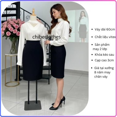 Chân Váy Công Sở Bút Chì 2 Lớp Cao Cấp CHIBE 60cm Vitex May Kĩ Tôn Dáng CV34 2