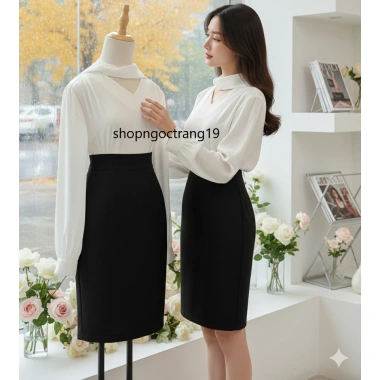 Chân Váy Công Sở Bút Chì 2 Lớp Cao Dài 60cm Bigsize Vải Vitex May Kỹ Mặc Tôn CV34 3