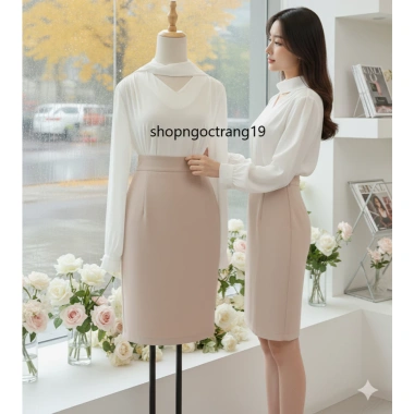 Chân Váy Công Sở Bút Chì 2 Lớp Cao Dài 60cm Bigsize Vải Vitex May Kỹ Mặc Tôn CV34 4
