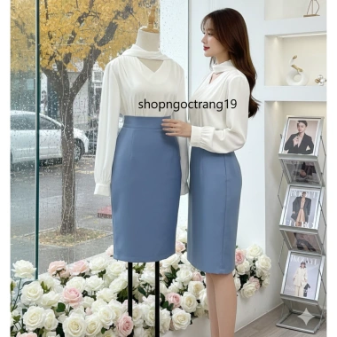 Chân Váy Công Sở Bút Chì 2 Lớp Cao Dài 60cm Bigsize Vải Vitex May Kỹ Mặc Tôn CV34 6