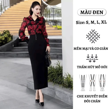 Chân váy công sở bút chì dài 80cm vải mềm mát viền bo eo - Giá ưu đãi 192.500₫