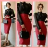 Chân Váy Công Sở Bút Chì Dài Gối Đỏ Lưng Cao Xẻ Sau Kiểu Hàn Quốc Vintage Cá Tính 240k 3