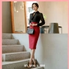 Chân Váy Công Sở Bút Chì Dài Gối Đỏ Lưng Cao Xẻ Sau Kiểu Hàn Quốc Vintage Cá Tính 240k 8