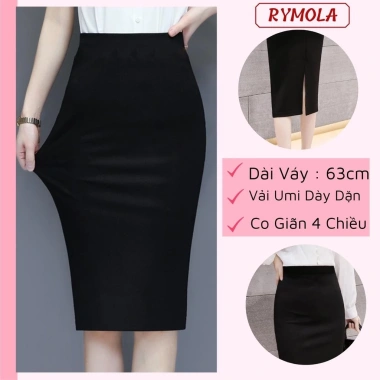 Chân Váy Công Sở Bút Chì MOLA Gối Đen Lưng Cao Xẻ Sau Kiểu Hàn Quốc Cá Tính - 239.999₫