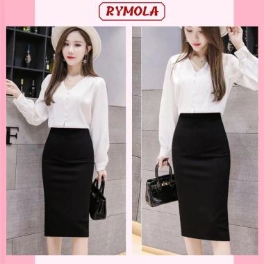 Chân Váy Công Sở Bút Chì MOLA Gối Đen Lưng Cao Xẻ Sau Kiểu Hàn Quốc Cá Tính - 239.999₫