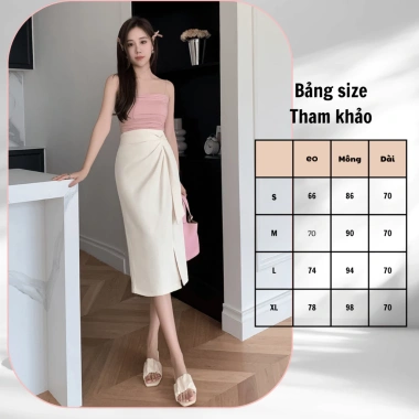 Chân váy công sở cao cấp vải Oxatyl V045 - Sẻ tà trước, giá ưu đãi 275.000đ