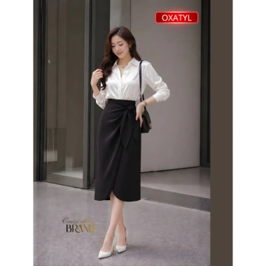 Chân Váy Công Sở Chữ A Thắt Nơ Oxatyl V130 - Phong Cách Thanh Lịch Giá 215.000₫