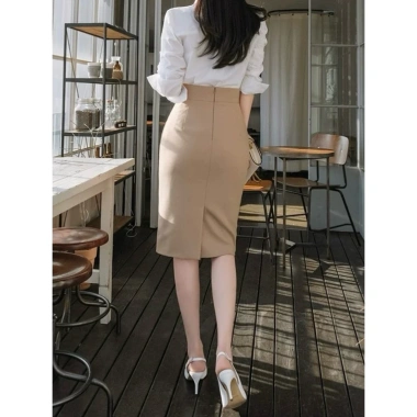 Chân Váy Công Sở Dáng Bút Chì Bigsize – Dài Qua Gối Lưng, Xẻ Tà Sau, Thanh Lịch 175k