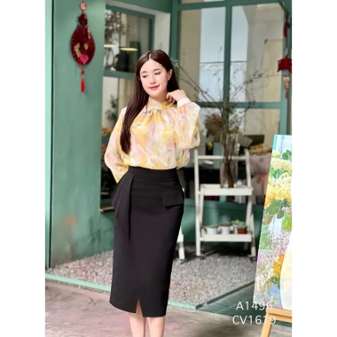 Chân váy công sở dáng bút chì dài qua gối 68cm, tà đắp che bụng 1 lắp NEW 193.800₫ 2