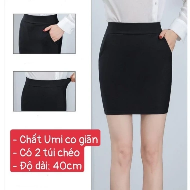 Chân Váy Công Sở Dáng Ngắn Bút Chì 40cm 2 Túi Cạp Ngang Eo 40c 2T Ưu Đãi 139k