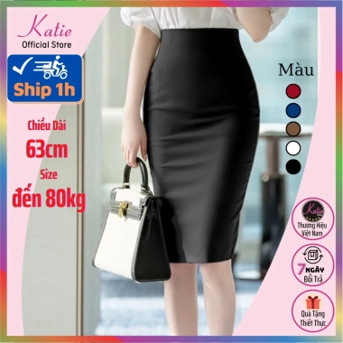 Chân Váy Công Sở KATIE Co Giãn Dáng Dài Bút Chì, Ôm Body, Big Size 80kg - 218.900₫