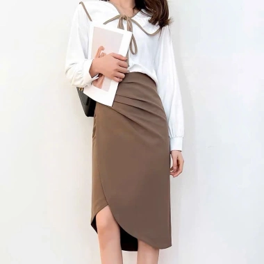 Chân váy công sở lưng cao bút chì xếp ly vải tuyết mưa tôn dáng CV12 - Siêu tôn, giá 148.999₫