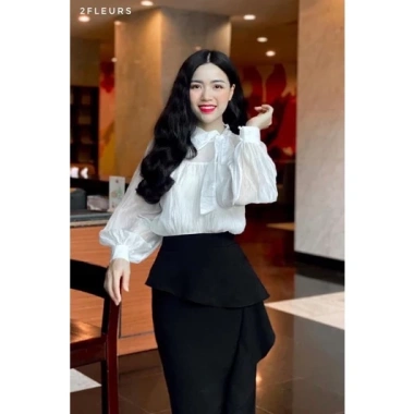 Chân váy công sở midi bigsize bút chì cách điệu vạt bèo - Giá ưu đãi 159.000₫ 6