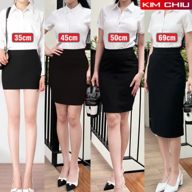 Chân váy công sở ôm dài cạp cao, 2 túi chéo, xẻ sau bút chì, vải tuyết mưa cao cấp - tôn dáng siêu đẹp