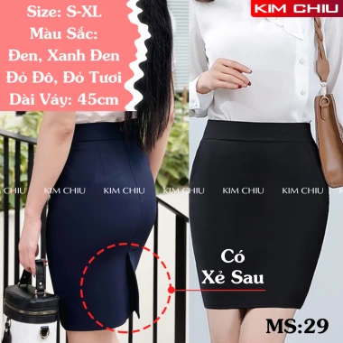 Chân váy công sở ôm dài cạp cao, 2 túi chéo, xẻ sau bút chì, vải tuyết mưa cao cấp - tôn dáng siêu đẹp