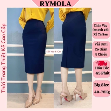 Chân Váy Công Sở Ôm Ngang Gối Dáng Bút Chì Cạp Cao Xẻ Sau MOLA Xanh Vintage Ulzzang Hàn Quốc - Giá chỉ 220.000₫