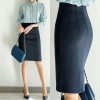 Chân Váy Công Sở Ôm Ngang Gối Dáng Bút Chì Cạp Cao Xẻ Sau MOLA Xanh Vintage Ulzzang Hàn Quốc - Giá chỉ 220.000₫ 2