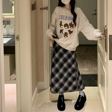 Chân váy dạ caro dáng bút chì midi 3 màu ulzzang, bigsize, giao ngay - chỉ 139k