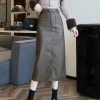 Chân váy da chữ A dài đai Vintage Hàn Quốc, công sở trẻ trung, giảm giá 270k 6
