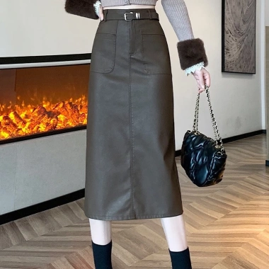 Chân váy da chữ A dài đai Vintage Hàn Quốc, công sở trẻ trung, giảm giá 270k 7 Chân váy da chữ A dài đai Vintage Hàn Quốc, công sở trẻ trung, giảm giá 270k 7