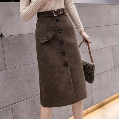 Chân váy dạ công sở đen size L - Giá ưu đãi 295k, giao nhanh 10-12 ngày