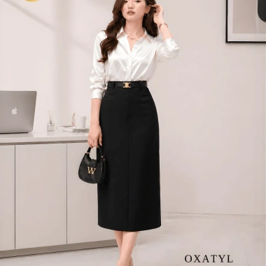 Chân váy dài công sở bút chì SUTANI V56 2 lớp 80cm - Sang trọng, giá 195k 3