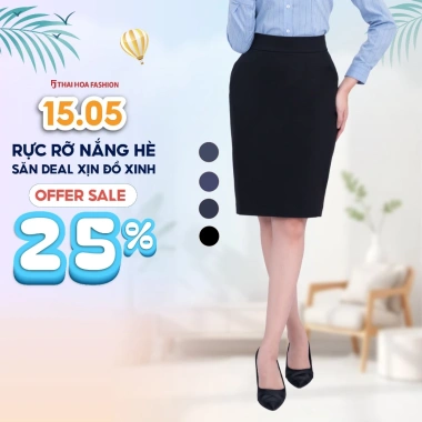 Chân váy dài nữ CVW‑R01 Thái Hòa cotton mềm mại, vải trơn 1 lớp, đa màu thời thượng - Giá chỉ 193.500₫