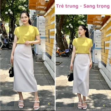 Chân váy dài xẻ tà sau dáng suông chữ A, cá tính sang trọng, giảm còn 126.133₫