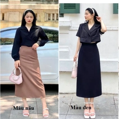Chân váy dài xẻ tà sau dáng suông chữ A, cá tính sang trọng, giảm còn 126.133₫