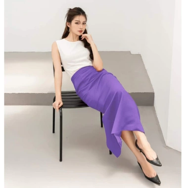 Chân Váy Dáng Bút Chì Suông Nhẹ Dài 90cm 2 Lớp, Sẻ Sau, Túi Vitex - 166.300₫