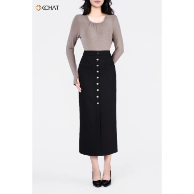Chân Váy Dáng Ôm Bút Chì Nẹp Cúc - Tuytsi Cao Cấp 24CDS2.041OT Giá 299.000 VND