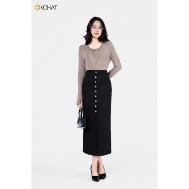 Chân Váy Dáng Ôm Bút Chì Nẹp Cúc - Tuytsi Cao Cấp 24CDS2.041OT Giá 299.000 VND