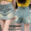Chân váy denim chắp vá, chống lộ, có đinh, cao, ngắn ôm sát, lót túi, retro nhẹ - Giá 268.471 VND