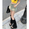 Chân váy denim chắp vá, chống lộ, có đinh, cao, ngắn ôm sát, lót túi, retro nhẹ - Giá 268.471 VND 5
