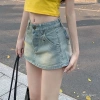 Chân váy denim chắp vá, chống lộ, có đinh, cao, ngắn ôm sát, lót túi, retro nhẹ - Giá 268.471 VND 6