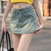 Chân váy denim chắp vá, chống lộ, có đinh, cao, ngắn ôm sát, lót túi, retro nhẹ - Giá 268.471 VND 7