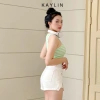 Chân váy jean Kaylin form ngắn màu trơn denim dày dặn phối nút cá tính - 400.000₫ 3