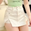 Chân váy jean Kaylin form ngắn màu trơn denim dày dặn phối nút cá tính - 400.000₫ 4