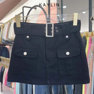 Chân váy jean KAYLIN ngắn túi hộp phối belt phong cách N1.961 – Giá chỉ 450.000đ 3